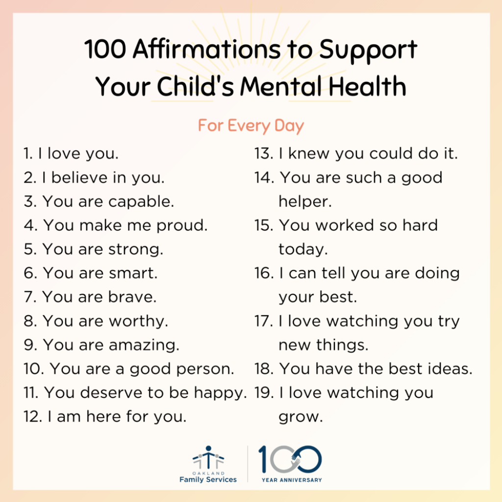 Picture of: affirmations to support your child’s mental health — Oakland