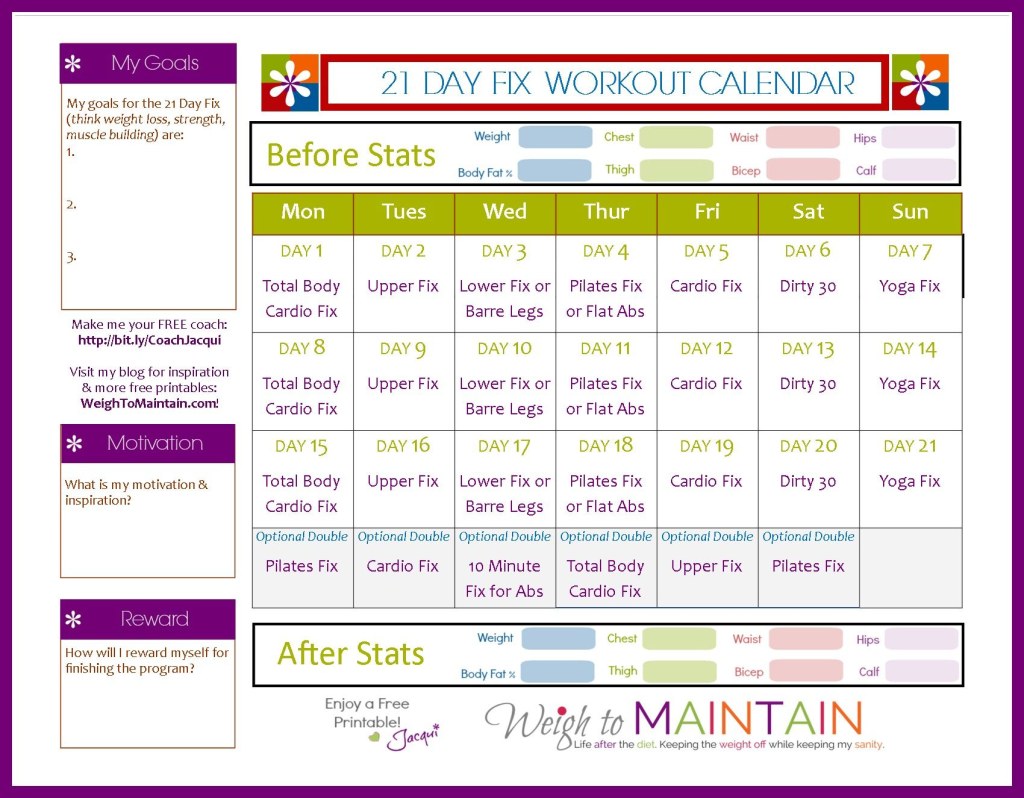 Picture of: Day Fix Workout Schedule – Free PDF Download — PLAN A HEALTHY