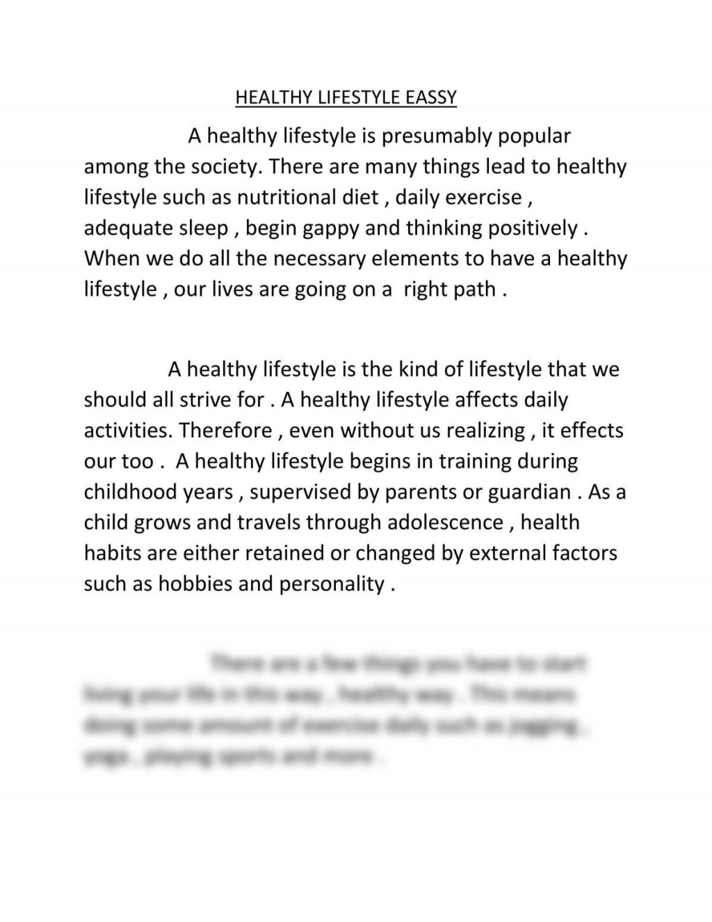 Picture of: Healthy lifestyle eassy  English Language – Form  SPM  Thinkswap
